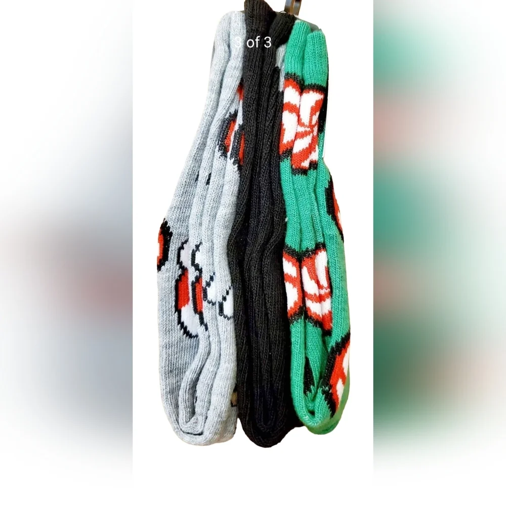 Betsey Johnson Christmas Santa Crew Socks‎ 3 Pairs New
